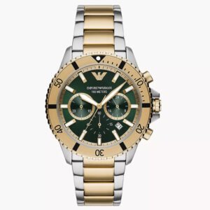 Emporio Armani Men’s Quartz Two-tone Stainless Steel Green Dial 43mm Watch