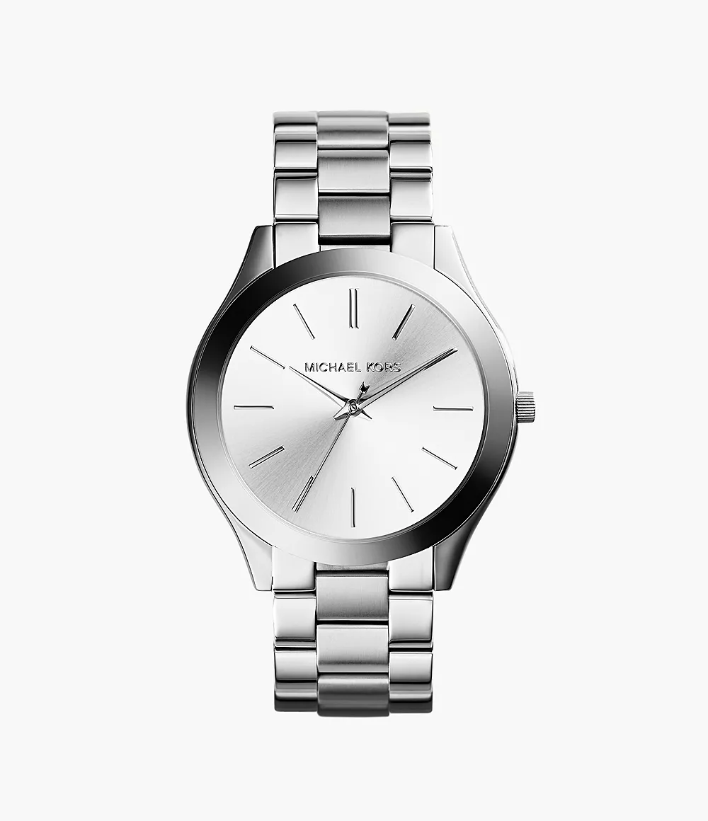 Michael Kors Silver-Tone Slim Runway Watch