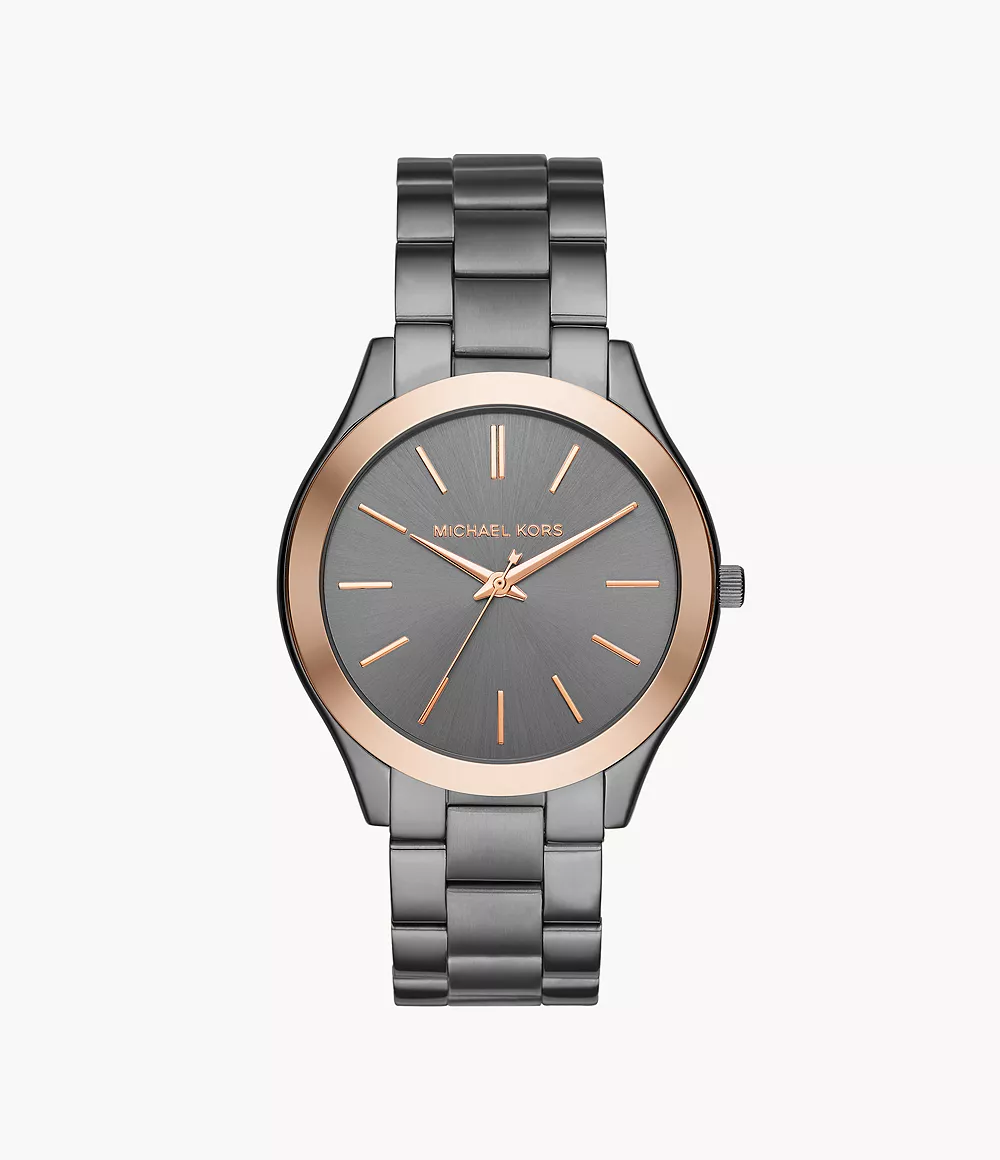 Michael Kors Men's Slim Runway Gunmetal Three-Hand Watch