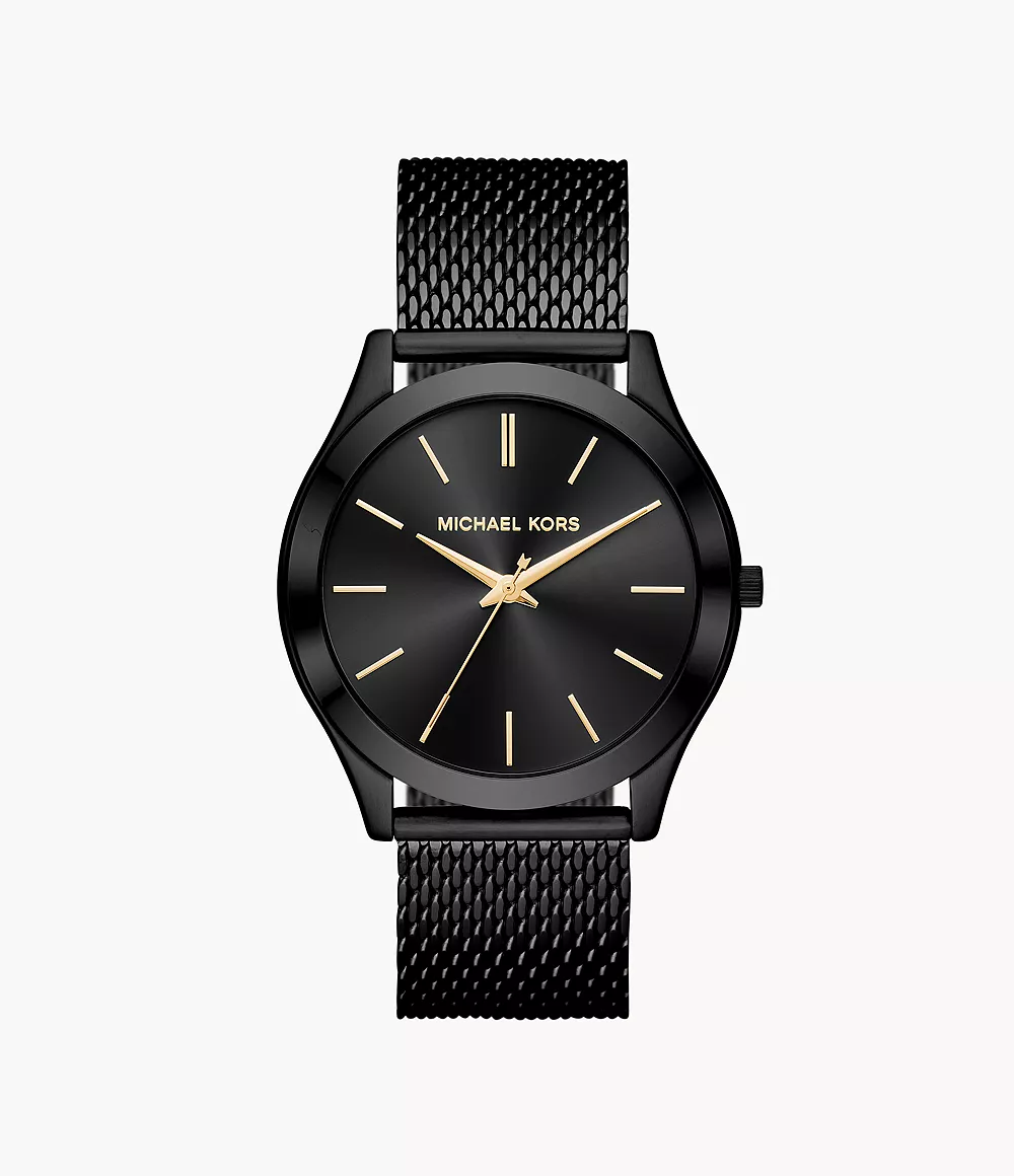 Michael Kors Men's Slim Runway Black Ip Watch