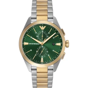Emporio Armani Men’s Quartz Two Tone Stainless Steel Green Dial 43mm Watch AR11511