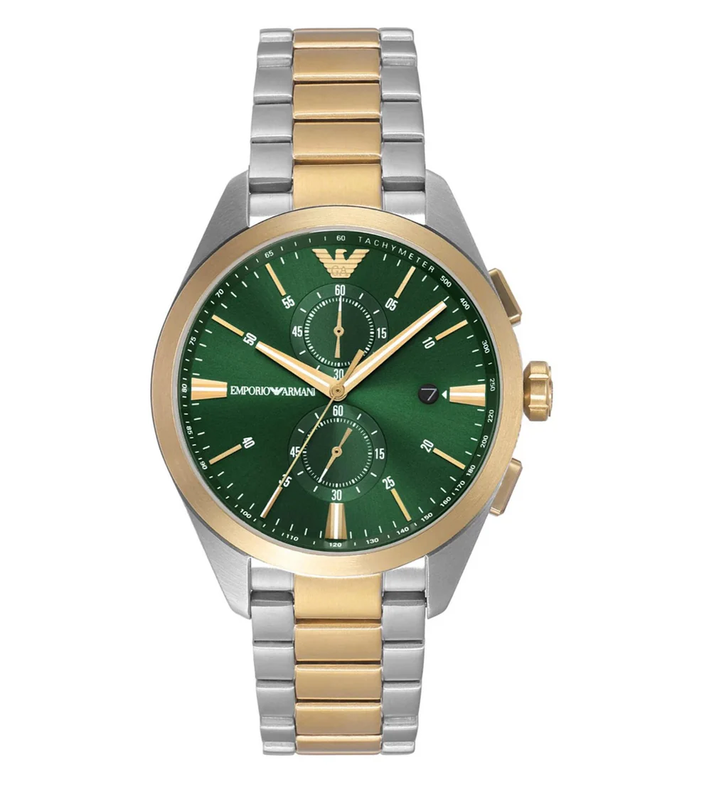 Emporio Armani Men’s Quartz Two Tone Stainless Steel Green Dial 43mm Watch AR11511