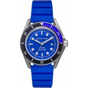 Michael Kors Maritime Three-Hand Analog Blue Dial Blue Silicone Strap Watch for Men - MK9156