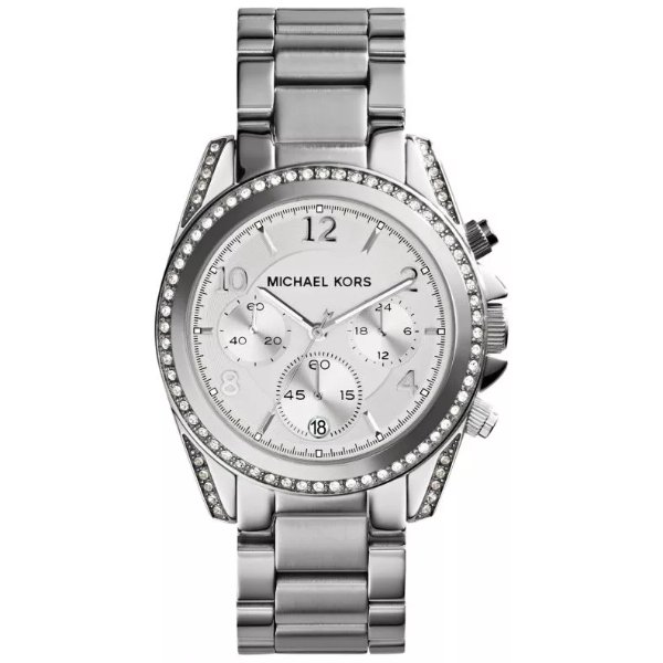 Michael Kors Silver tone Blair Glitz Chrono SS Quartz Women's Watch MK5165