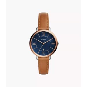 Jacqueline Three-Hand Date Luggage Leather Watch