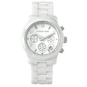 Michael Kors Runway White Ceramic Dial White Steel Strap Watch for Women - MK5161