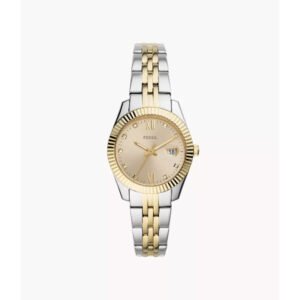 FOSSIL WOMENS Scarlette Mini Three-Hand Date Two-Tone Stainless Steel Watch