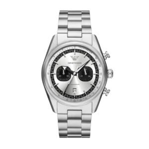 Emporio Armani Racer Silver Stainless Steel Silver Dial Chronograph Quartz Watch for Gents - AR11636
