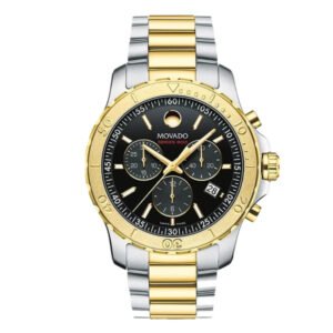 Movado 800 Series Two-Tone Stainless Steel Black Dial Chronograph Quartz Watch for Gents - 2600138
