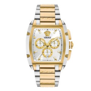 Versace Dominus Two-Tone Stainless Steel Silver Dial Chronograph Quartz Watch for Gents - VE6H01025