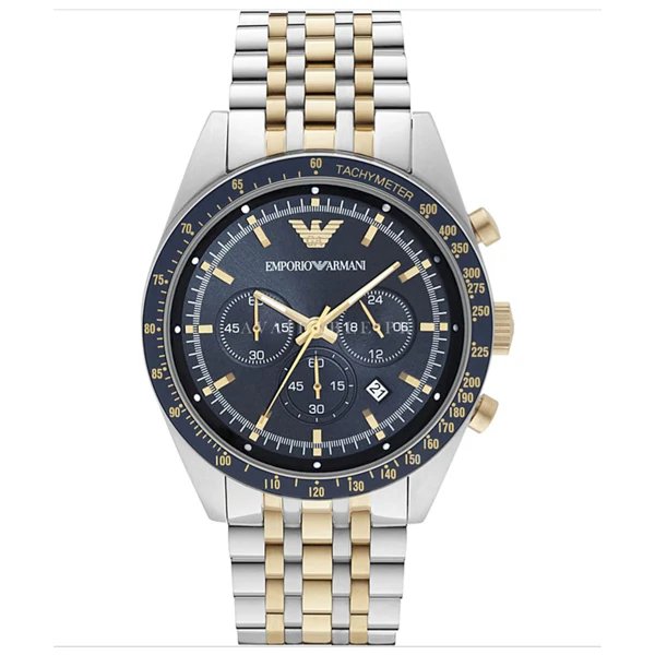 Emporio Armani EMPORIO ARMANI Sport Two-Tone Stainless Steel Blue Dial Chronograph Quartz Watch for Gents - AR6088