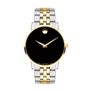 Movado Museum Two-tone Stainless Steel Black Dial Quartz Watch for Gents- 0607200