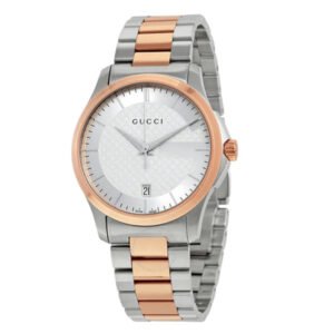 Gucci G-Timeless Two-tone Stainless Steel Silver Dial Quartz Watch for Ladies- GUCCI YA126447