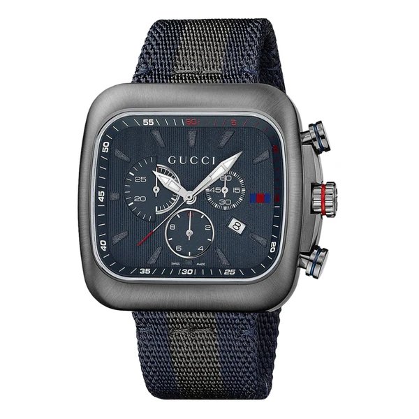 Gucci Coupe Blue-Gray-Blue Web Nylon Nato Blue Guilloche Dial Chronograph Quartz Watch for Gents - YA131203