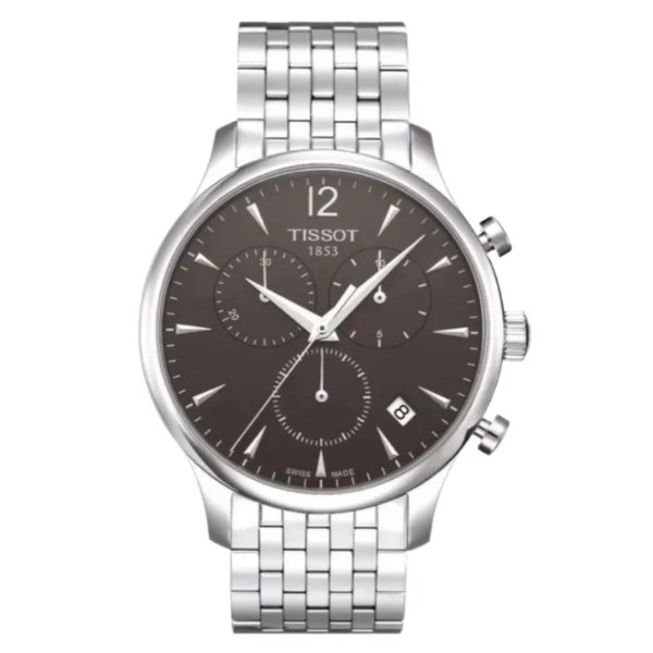 Tissot Tradition Silver Stainless Steel Black Dial Chronograph Quartz Watch for Gents - T063.617.11.057.00