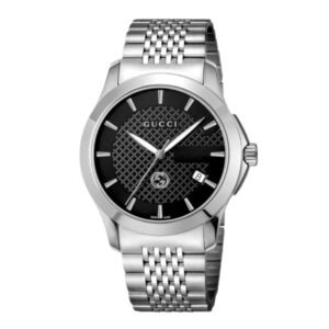 Gucci G-Timeless Silver Stainless Steel Black Dial Quartz Watch for Gents - YA1264106
