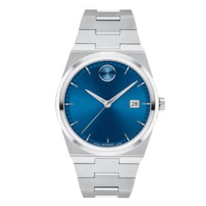 Movado Silver Stainless Steel Blue Dial Quartz Watch for Gents - Movado 3601221