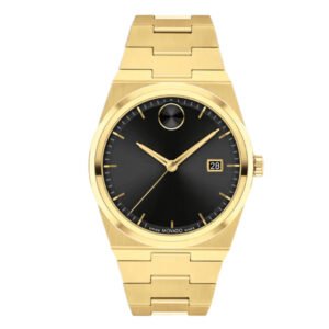 Movado Gold Stainless Steel Black Dial Quartz Watch for Gents - Movado 3601223