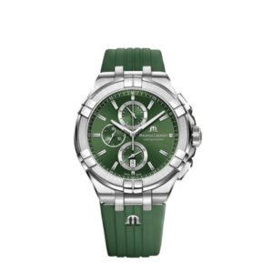 Maurice Lacroix Aikon Chronograph Green Dial Green Rubber Strap Watch for Men - AI1018-SS000-630-5