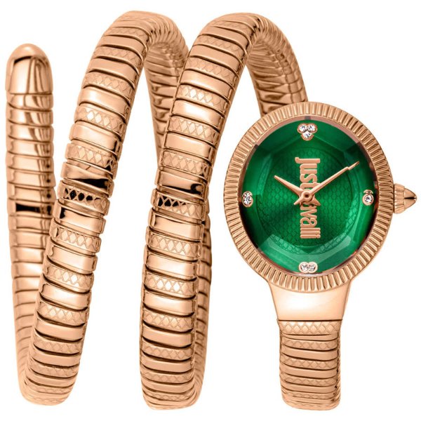 Just Cavalli After Party Snake Quartz Green Dial Ladies Watch Item No. JC1L269M0045
